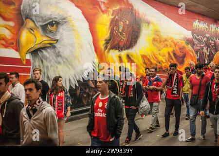 Fußballspiel von SL Benfica, der Heimmannschaft gegen Bisktas, Lissabon, Portugal Stockfoto