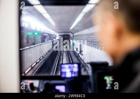 U-Bahn vom Fahrersitz aus gesehen. Stockfoto