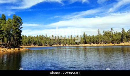 Ein malerischer Blick auf den Woods Canyon Lake am Mogollon Rim im im Norden Arizonas Stockfoto