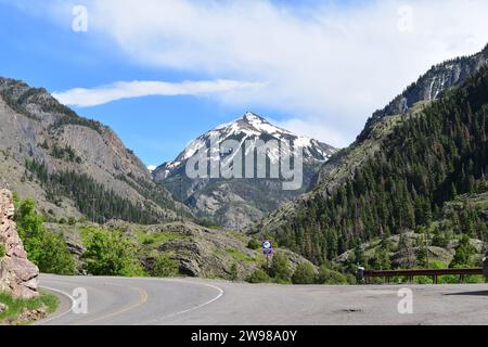 Blick auf den majestätischen Abrams Mountain vom Aussichtspunkt Schweiz von Amerika in der Nähe von Ouray Stockfoto