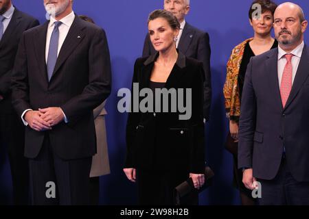 Königin Letizia von Spanien nahm am Abschlusskonzert des spanischen EU-Ratsvorsitzes am 21. Dezember 2023 im nationalen Auditorium in Madrid Teil Stockfoto