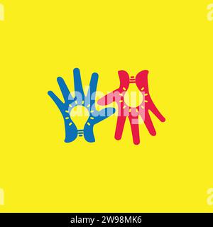 Farbenfrohe Glanz Hand kreatives Symbol Schule Dekoration Vektor Stock Vektor