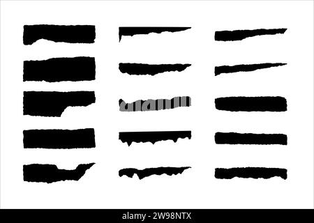 Verschiedene schwarze Rahmen, Ränder mit gerissenen Kanten Stock Vektor