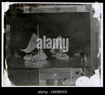 Fotoproduktion eines Gemäldes von Segelschiffen, Laurens Lodewijk Kleijn (zugeschrieben), nach Anonym, ca. 1865 - ca. 1900 Glas nass Kollodion negative Schiffe (allgemein) - CC - mehr als ein Schiff Stockfoto