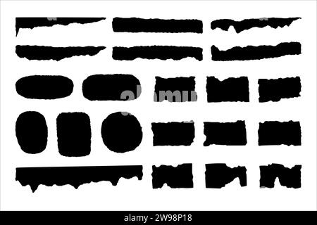 Schwarze Silhouetten von zerrissenem Papier. Vektorsymbole. Stock Vektor