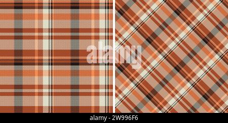 Überprüfen Sie die Vektor-Textur des karierten Stoffes nahtlos mit einem Hintergrund Tartanmuster Textil Set in halloween Farben. Stock Vektor
