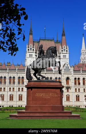 Reiterdenkmal des ungarischen Nationalhelden Franz II. Rakoczi (1676–1735) in Budapest, Ungarn Stockfoto