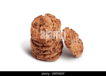 Frisch gebackene Schokoladen-Chip-Cookies isoliert auf weißem Background Stockfoto