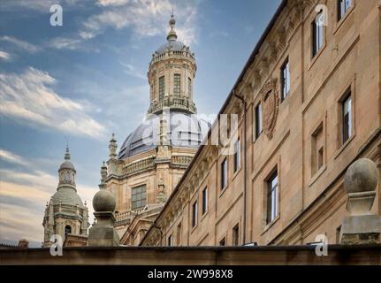 Wunderschöne historische und reich verzierte Gebäude von Salomanca mit Blick über die Dächer Stockfoto