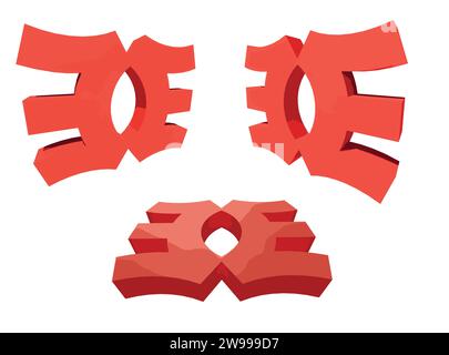 EE Text 3D-Rendering Typografie Graffiti-Logo-Symbol, geeignet für Kleidung T-Shirt, Schmuck Halsketten, Geburtstagsgeschenke, Engagements Stock Vektor