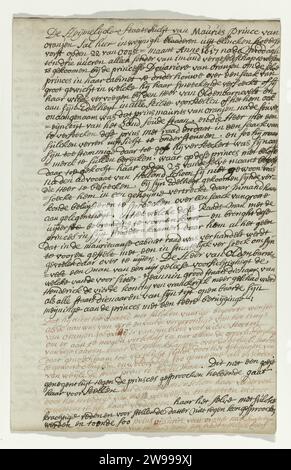 Erläuterung des Zeichentrickfilms des Oldenbarnevelt Regtsplreging, 1710–1720 Handschrift zwei doppelt gefaltete Blätter mit einer schriftlichen Erklärung zur Darstellung der Zeichnung des Oldenbarnevelt Regtsplreging. Gehört zu einer Reihe von Aquarellen im Buch. Niederlande Papierstift Courtyard Stockfoto