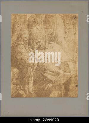 Fotoproduktion von Zeichnung/Pappe für die Schule von Athen, Biblioteca Ambrosiana in Mailand, Pompeo Pozzi, um 1850 - um 1880 Fotopapier. Karton Kollotyp / Albumendruck Zeichnung, Skizze Malib Stockfoto