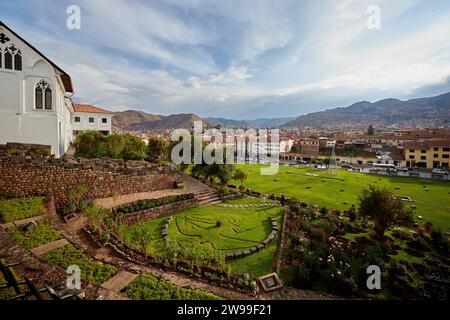 Ein malerischer Blick auf Cusco von Coricancha Stockfoto