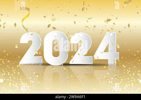 Happy New Year Greetings Hintergrund für das neue Jahr 2024. Stock Vektor