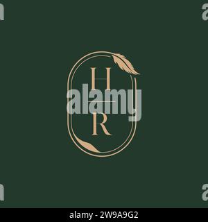 HR Feather Concept Design-Ideen für das Hochzeitsmonogramm-Logo als Inspiration Stock Vektor