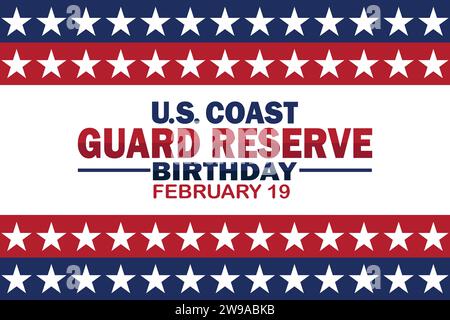 US Coast Guard Reserve Geburtstag Vektor Illustration. Februar. Geeignet für Grußkarten, Poster und Banner. Stock Vektor