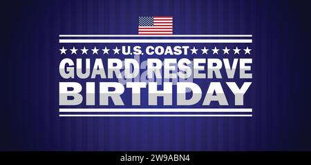 US Coast Guard Reserve Geburtstag Vektor Vorlage Design Illustration. Geeignet für Grußkarten, Poster und Banner Stock Vektor
