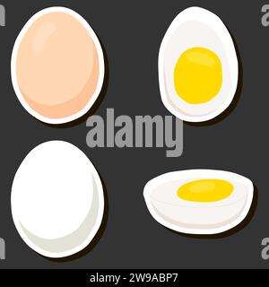 Illustration zum Thema schöne leckere essbare hausgemachte Set verschiedene Eier, die aus verschiedenen Zutaten bestehen Stock Vektor