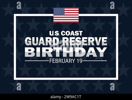 US Coast Guard Reserve Geburtstag Vektor Illustration. Februar. Urlaubskonzept. Vorlage für Hintergrund, Banner, Karte, Poster mit Textbeschriftung Stock Vektor