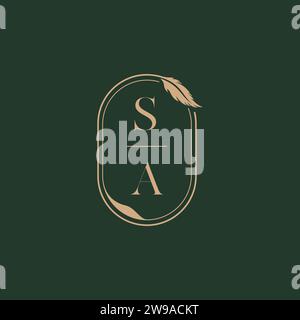 Design-Ideen des SA Feather Concept mit Hochzeitsmonogramm als Inspiration Stock Vektor