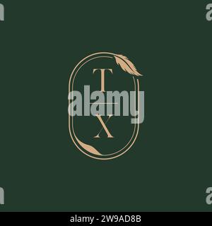 TX Feather Concept Design-Ideen für Hochzeitsmonogramm als Inspiration Stock Vektor