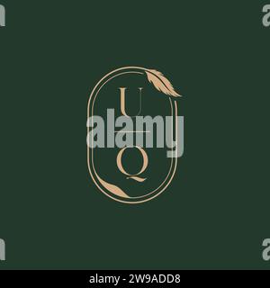 UQ Feather Concept Design-Ideen für das Hochzeitsmonogramm-Logo als Inspiration Stock Vektor