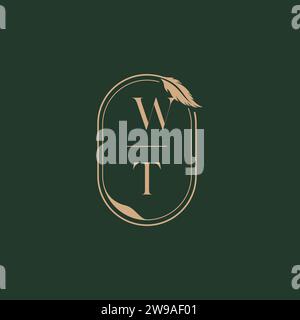 WT Feather Concept Design-Ideen für Hochzeitsmonogramm als Inspiration Stock Vektor