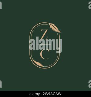 ZC Feather Concept Design-Ideen für Hochzeitsmonogramm-Logo als Inspiration Stock Vektor