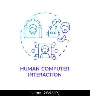Konzept des Symbols für die Interaktion mit dem menschlichen Computer mit dünnen Linien Stock Vektor