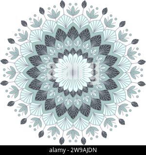 Blume Mandala in Blau mit Glitzereffekt. Stock Vektor
