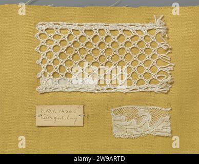 Stahlspule mit grobem Draht als Beispiel für Krawattenspule, anonym, ca. 1900 - ca. 1930 Probe Stahlspule mit grobem Draht als Beispiel für Krawattenspule mit Bruchseite, bei der diese Technik verwendet wird. Das Datum betrifft den Stahl. Amsterdamer Spulenspitze aus Baumwolle (Textil) Stockfoto