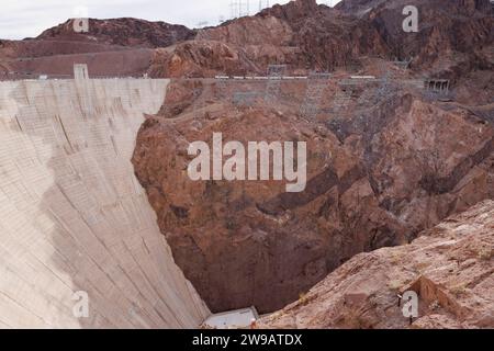 Ein allgemeiner Blick auf den Hoover-Staudamm in Nevada, USA. Bild aufgenommen am 7. Dezember 2023. © Belinda Jiao jiao.bilin@gmail.com 07598931257 https://www.bel Stockfoto