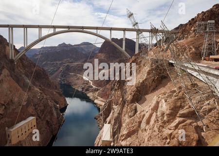 Ein allgemeiner Blick auf den Hoover-Staudamm in Nevada, USA. Bild aufgenommen am 7. Dezember 2023. © Belinda Jiao jiao.bilin@gmail.com 07598931257 https://www.bel Stockfoto