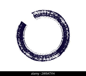 Pinselkreiskreis malen. Handgezeichnetes Grunge-Squiggle-Element. Schwarz-weißes Symbol in flachem Stil mit geschwungenen und wellenförmigen Linien. Chaotischer Tintenpinsel für Kritzeleien Stock Vektor