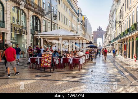 Rue Augusta Street im zentralen Stadtteil Baixa von Lissabon Portugal Stockfoto