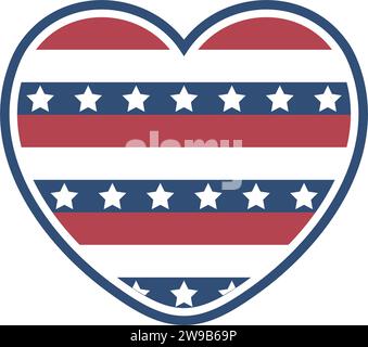 Symbol für Herz-Flagge der Vereinigten Staaten Stock Vektor