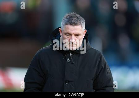 Tony Docherty, Manager von Dundee, war im Stadion vor dem Cinch-Premiership-Spiel im Scot Foam Stadium, Dundee. Bilddatum: Dienstag, 26. Dezember 2023. Stockfoto