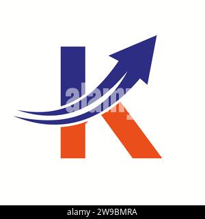 Finanzlogo auf dem Konzept des Buchstaben K mit dem Wachstumspfeil Stock Vektor