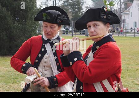 Die Nachstellung von Washington über den Delaware River findet jedes Jahr am Weihnachtstag statt. Stockfoto