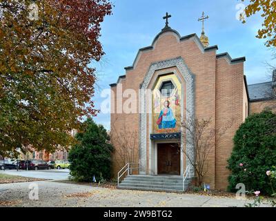 St. Nicholas Ukrainisch-katholische Kirche in Philadelphias Stadtteil Fairmount. Stockfoto