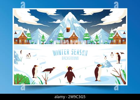 Flacher Hintergrund Winter Saison Design Vektor Illustration Stock Vektor