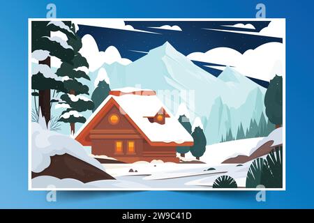 Flacher Hintergrund Winter Saison Design Vektor Illustration Stock Vektor