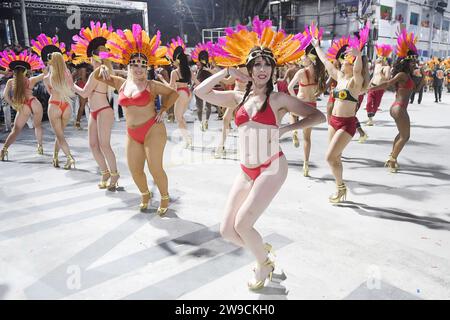 Rio de Janeiro, Brasilien, 19. Februar 2023. Parade der Samba-Schulen der Gold-Serie während des Karnevals in Rio de Janeiro. Stockfoto