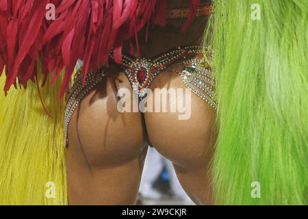 Rio de Janeiro, Brasilien, 19. Februar 2023. Parade der Samba-Schulen der Gold-Serie während des Karnevals in Rio de Janeiro. Stockfoto
