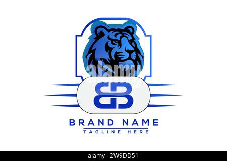Blaues BB Tiger-Logo. Vektor-Logo für Unternehmen. Stock Vektor