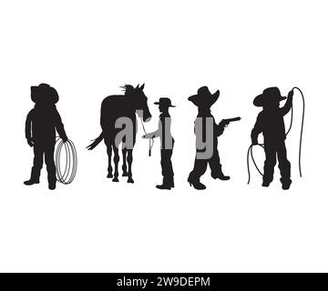 Little Cowboy, Little Cowboy SVG, Pony SVG, Little Cowboy Silhouette, Rodeo Horse, Cowboy, Western, Cowboy Vector Stock Vektor