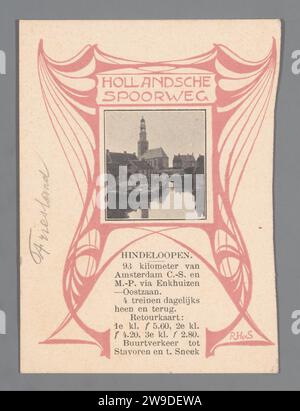 Blick auf die Grote Kerk in Hindeloopen, Anonym, um 1890 - um 1910 fotomechanischer Druck Hindeloopen Papier Stadtsicht allgemein; 'veduta'. Kirche (außen) große Kirche Stockfoto