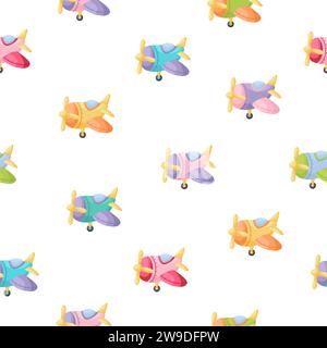 Niedliches nahtloses Kindermuster mit Flugzeugen. Kreative Textur für Kinder für Stoffe, Verpackungen, Textilien, Tapeten, Bekleidung. Vektorabbildung Stock Vektor