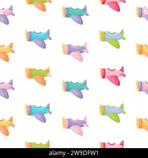 Niedliches nahtloses Kindermuster mit Flugzeugen. Kreative Textur für Kinder für Stoffe, Verpackungen, Textilien, Tapeten, Bekleidung. Vektorabbildung Stock Vektor