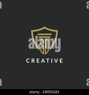 SD Initial Monogramm-Logo mit Design-Ideen im Säulen- und Schildstil Stock Vektor